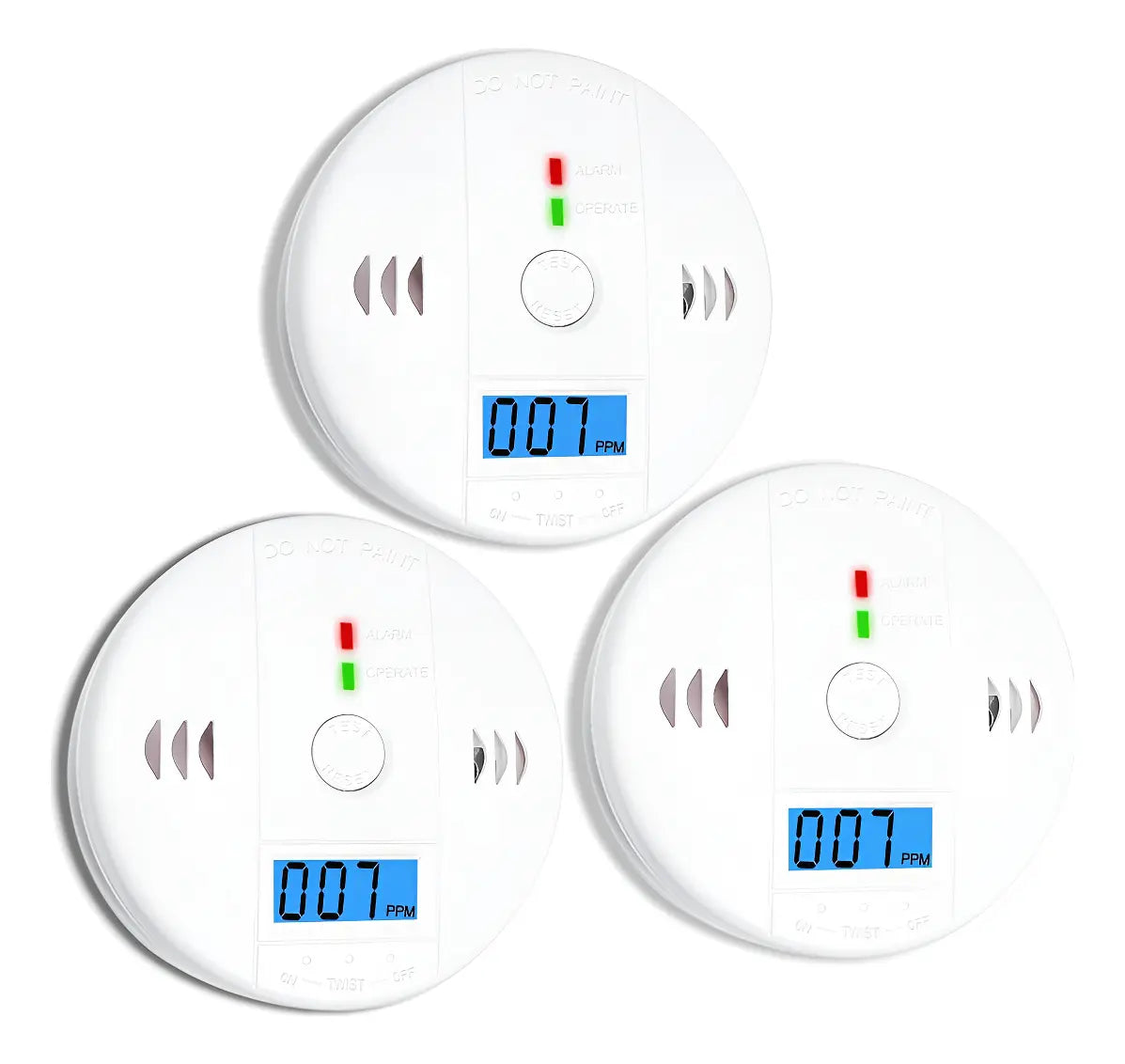 PACK X3 DETECTORES DE MONÓXIDO AUTÓNOMOS LCD DIGITAL