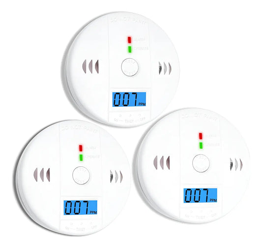 PACK X3 DETECTORES DE MONÓXIDO AUTÓNOMOS LCD DIGITAL