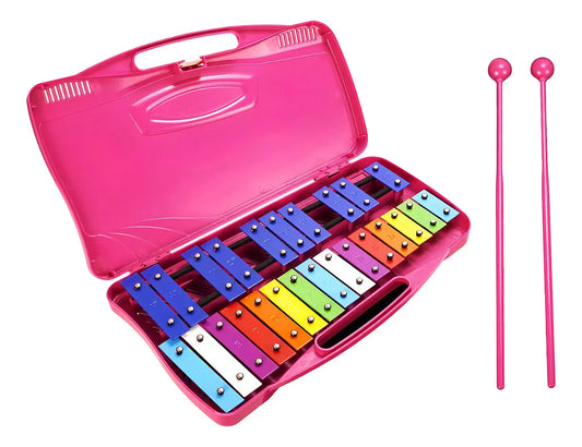 METALÓFONO CROMÁTICO 25 NOTAS ROSA PARA NIÑOS CON ESTUCHE