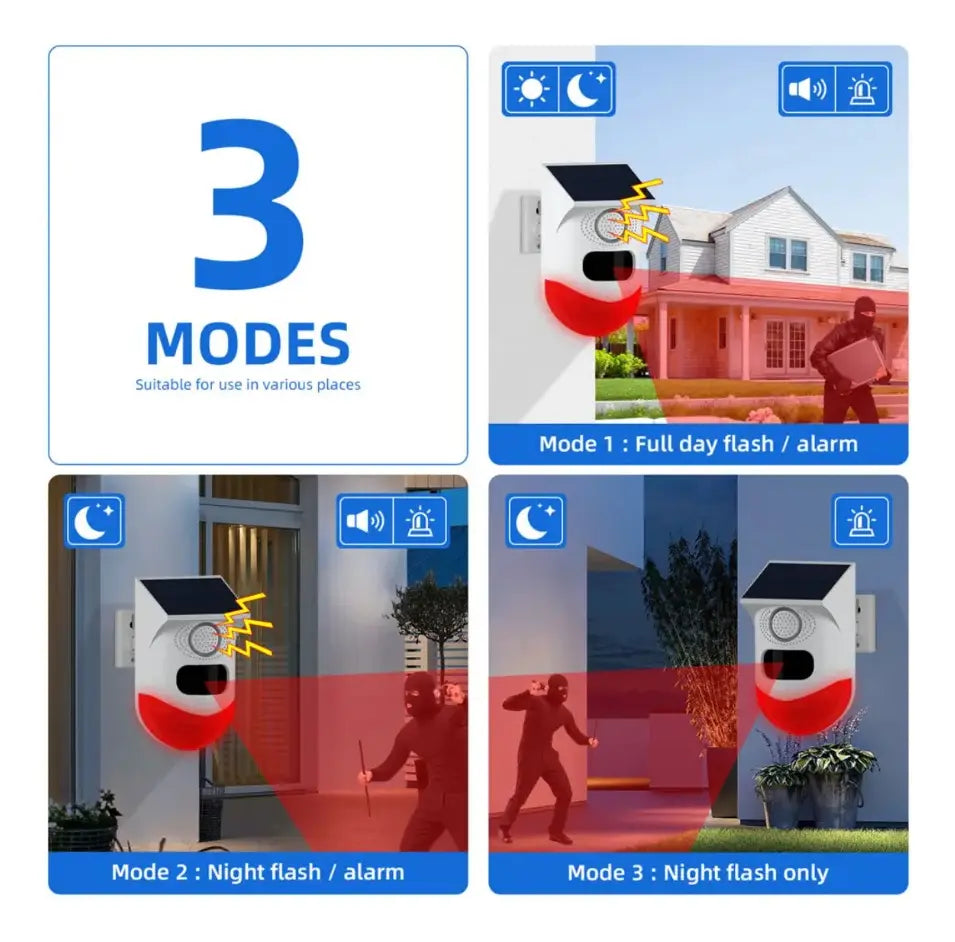 ALARMA SOLAR INTELIGENTE WIFI CON SENSOR INFRARROJO + CONTROL REMOTO