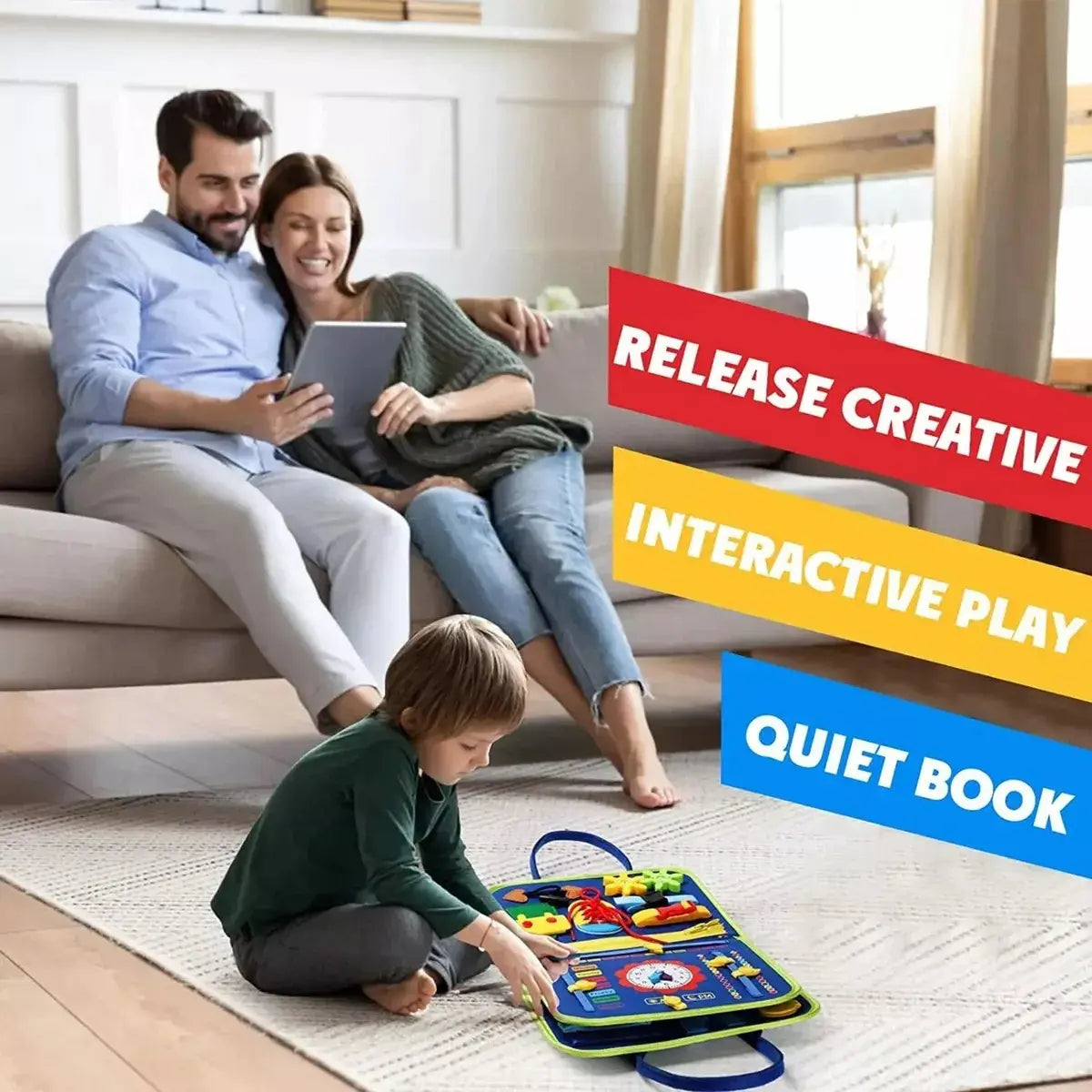 TABLERO SENSORIAL INTERACTIVO MONTESSORI JUEGO EDUCATIVO