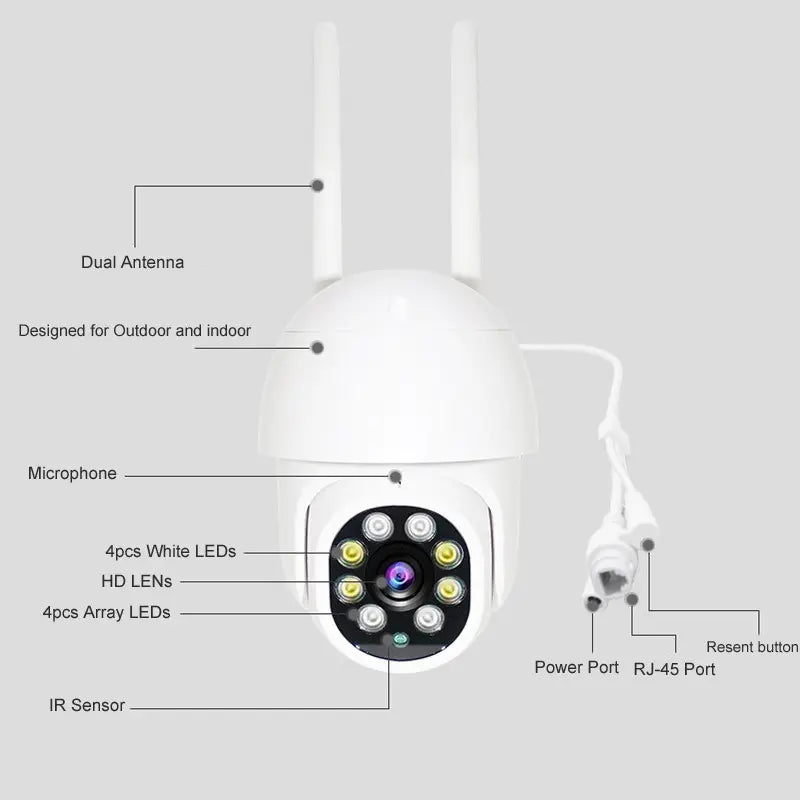 CÁMARA IP WIFI 1080HD IMPERMEABLE CON VISIÓN NOCTURNA