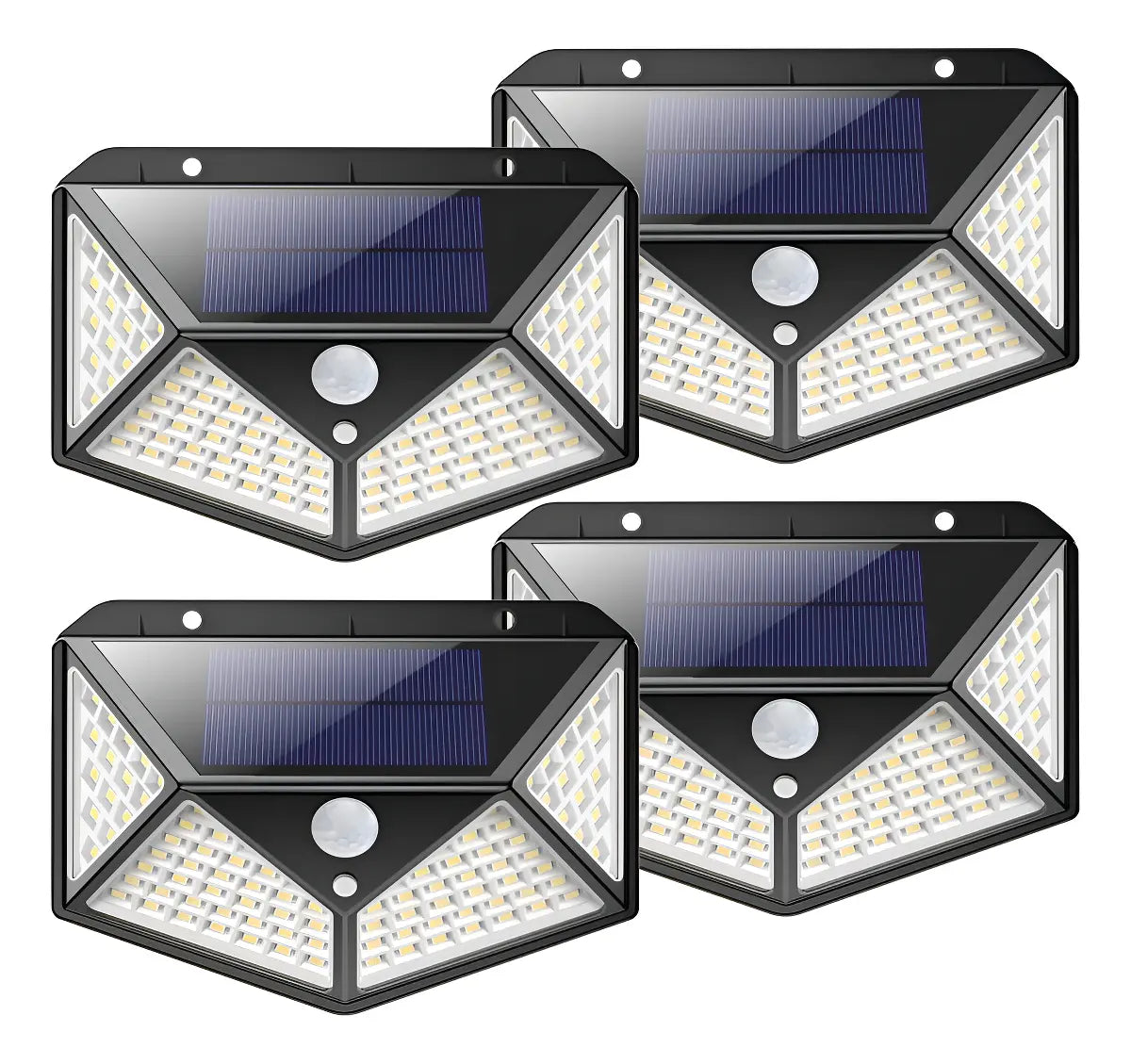 PACK 4 APLIQUES LÁMPARA SOLAR EXTERIOR 100 LED CUADRADO