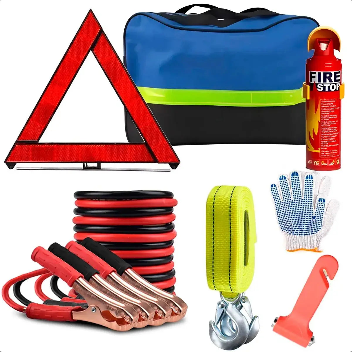 KIT DE EMERGENCIA PARA AUTO BOLSO SEGURIDAD VIAL 6 PIEZAS