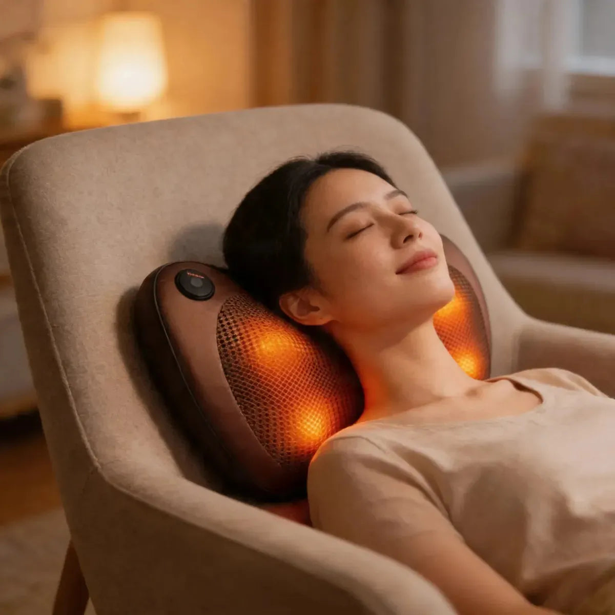 COJÍN MASAJEADOR ELÉCTRICO ALMOHADA LUMBAR CUELLO Y PIERNAS