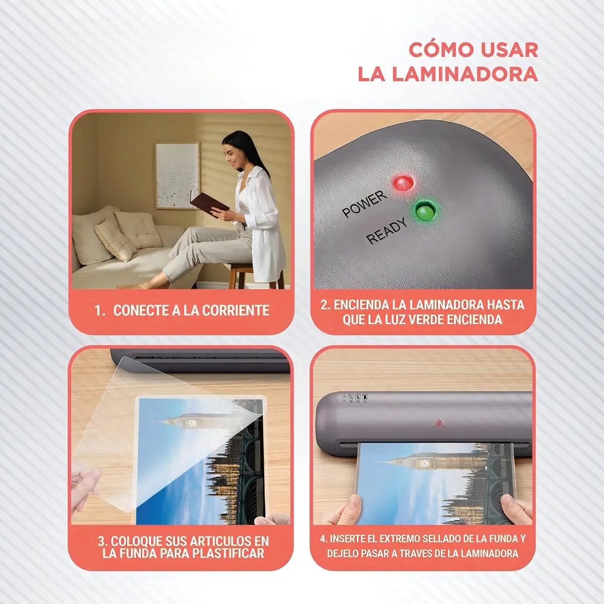 TERMOLAMINADORA 6 EN 1 COLOR NEGRA + ACCESORIOS + 100 LÁMINAS A4