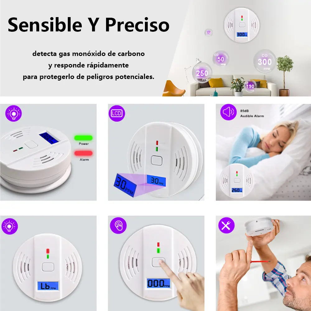 PACK X2 DETECTORES E MONÓXIDO DE CARBONO DIGITAL LCD