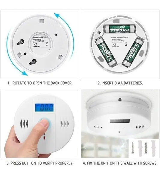 PACK X4 DETECTOR DE GASES, HUMO Y MONÓXIDO DE CARBONO - ALARMA PROTECCIÓN HOGAR