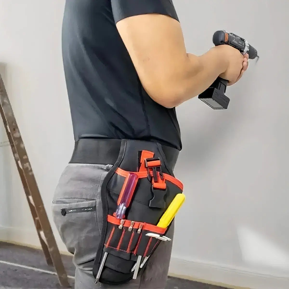 CINTURÓN PORTA HERRAMIENTAS GLO NEGRO CON BOLSILLOS CARPINTERO