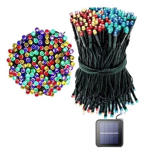 GUIRNALDA SOLAR LED MULTICOLOR 20 METROS 200 PARA EXTERIOR Y NAVIDAD