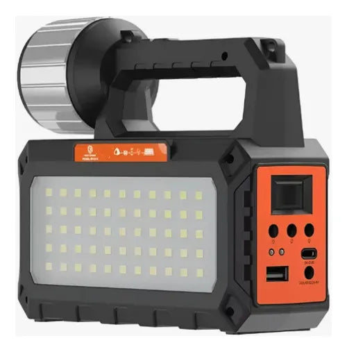 KIT EMERGENCIA RADIO SOLAR MULTIUSOS CON AMPOLLETAS + LINTERNA + USB