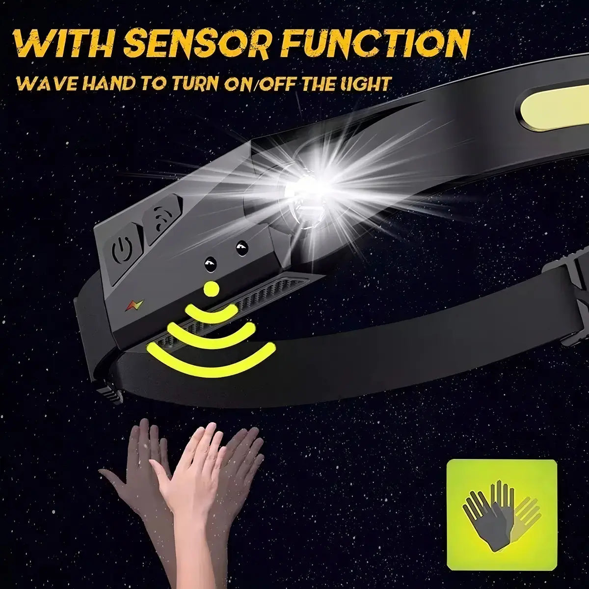 LINTERNA FRONTAL LED RECARGABLE MARINSHOP CON SENSOR PARA CAMPING