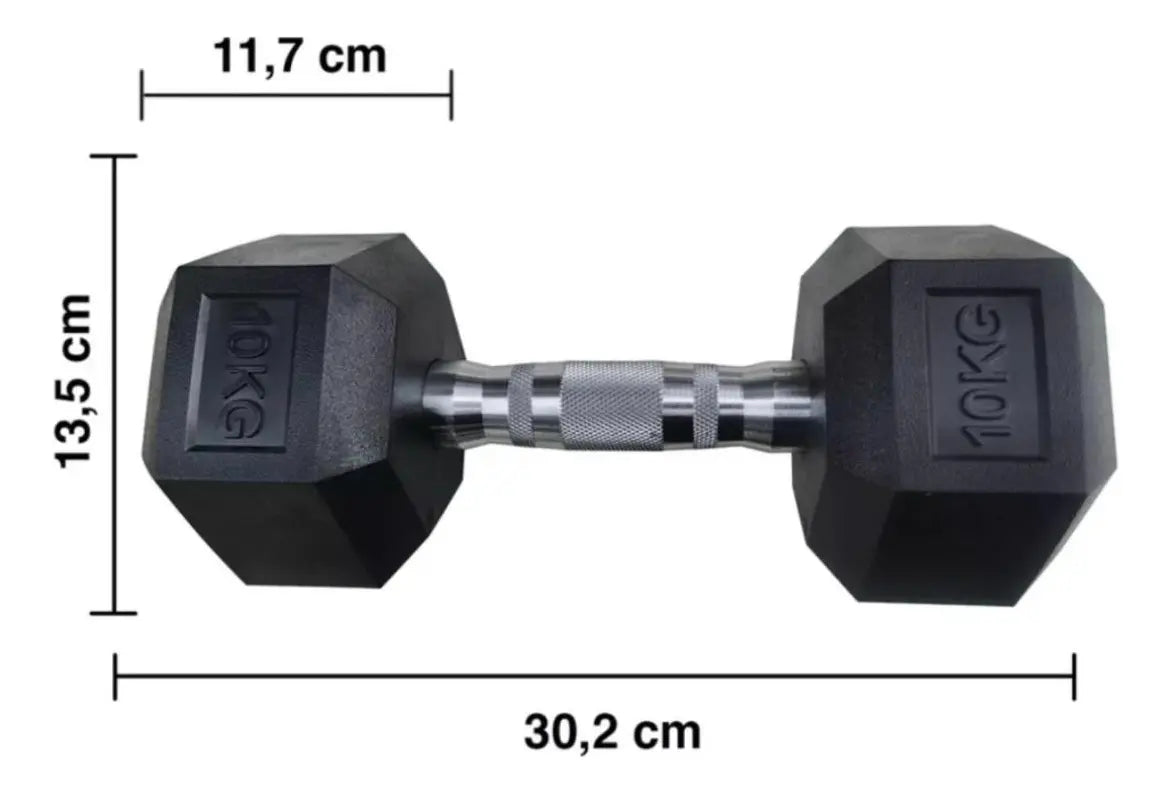 PAR DE MANCUERNAS HEXAGONALES 10KG NEGRO -FITNESS PROFESIONAL