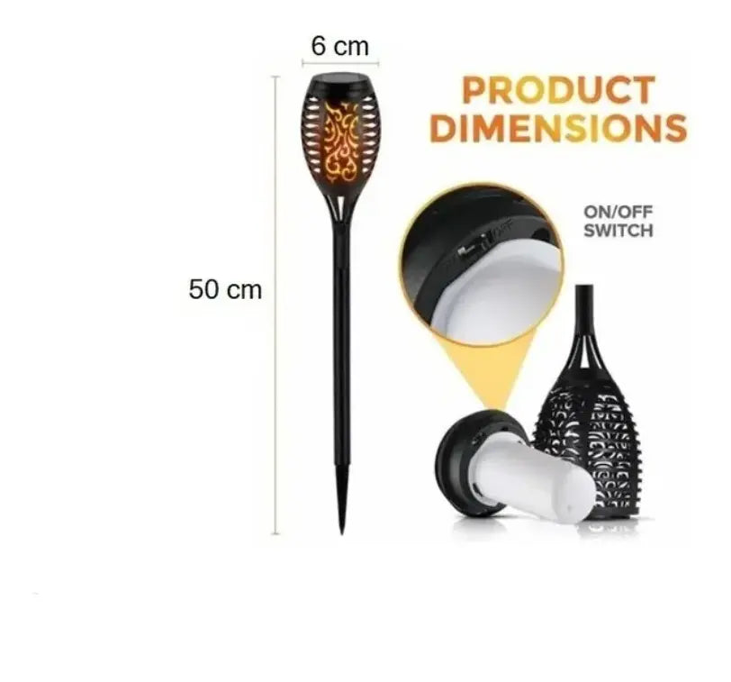 ANTORCHAS SOLARES LED PACK4 EFECTO LLAMA PARA JARDÍN - LUZ CÁLIDA