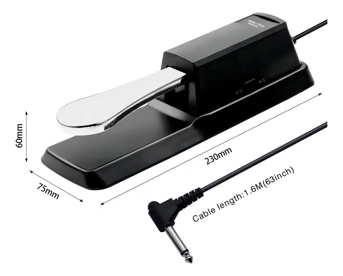 PEDAL SUSTAIN UNIVERSAL PARA TECLADO Y PIANO CON CONTROL DE POLARIDAD
