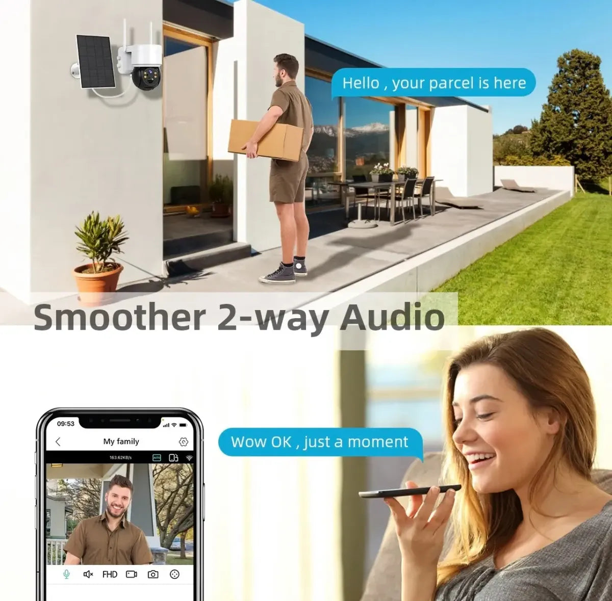 CÁMARA SOLAR EXTERIOR IP 1080P INALÁMBRICA 360° Q66 JH