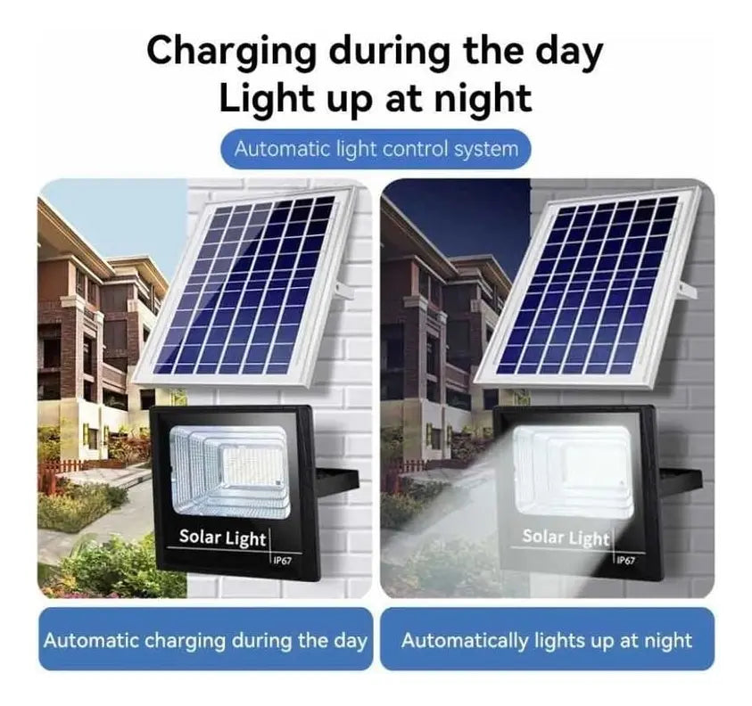 FOCO SOLAR LED 300W CON PANEL SOLAR + CONTROL REMOTO