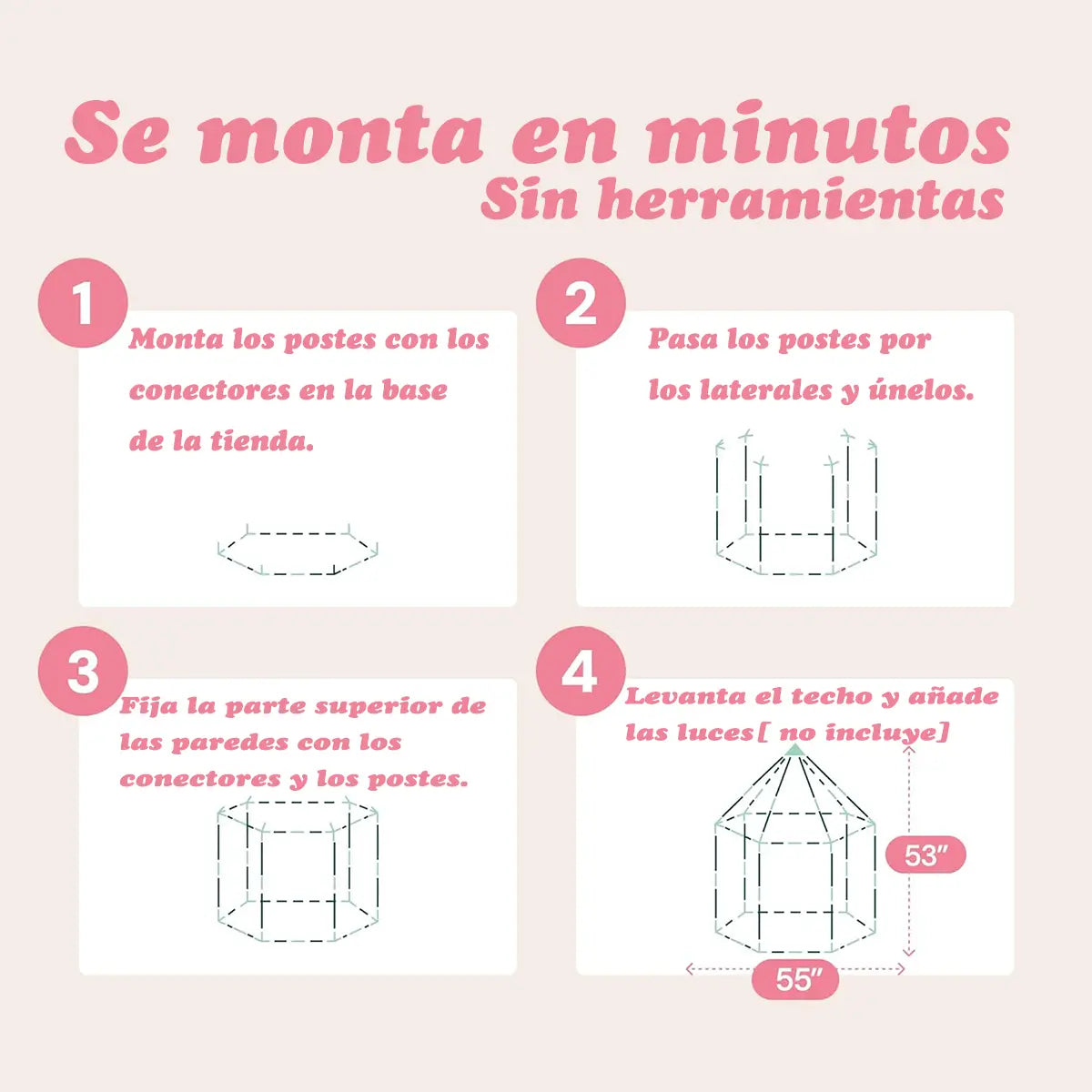 CARPA CASITA CASA INFANTIL CASTILLO PRINCESAS 140 CM