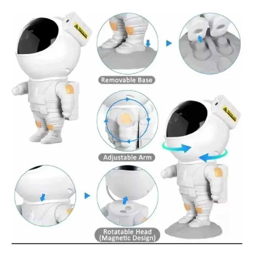 LÁMPARA PROYECTOR ASTRONAUTA DE GALAXIA LUZ LED RGB PREMIUM