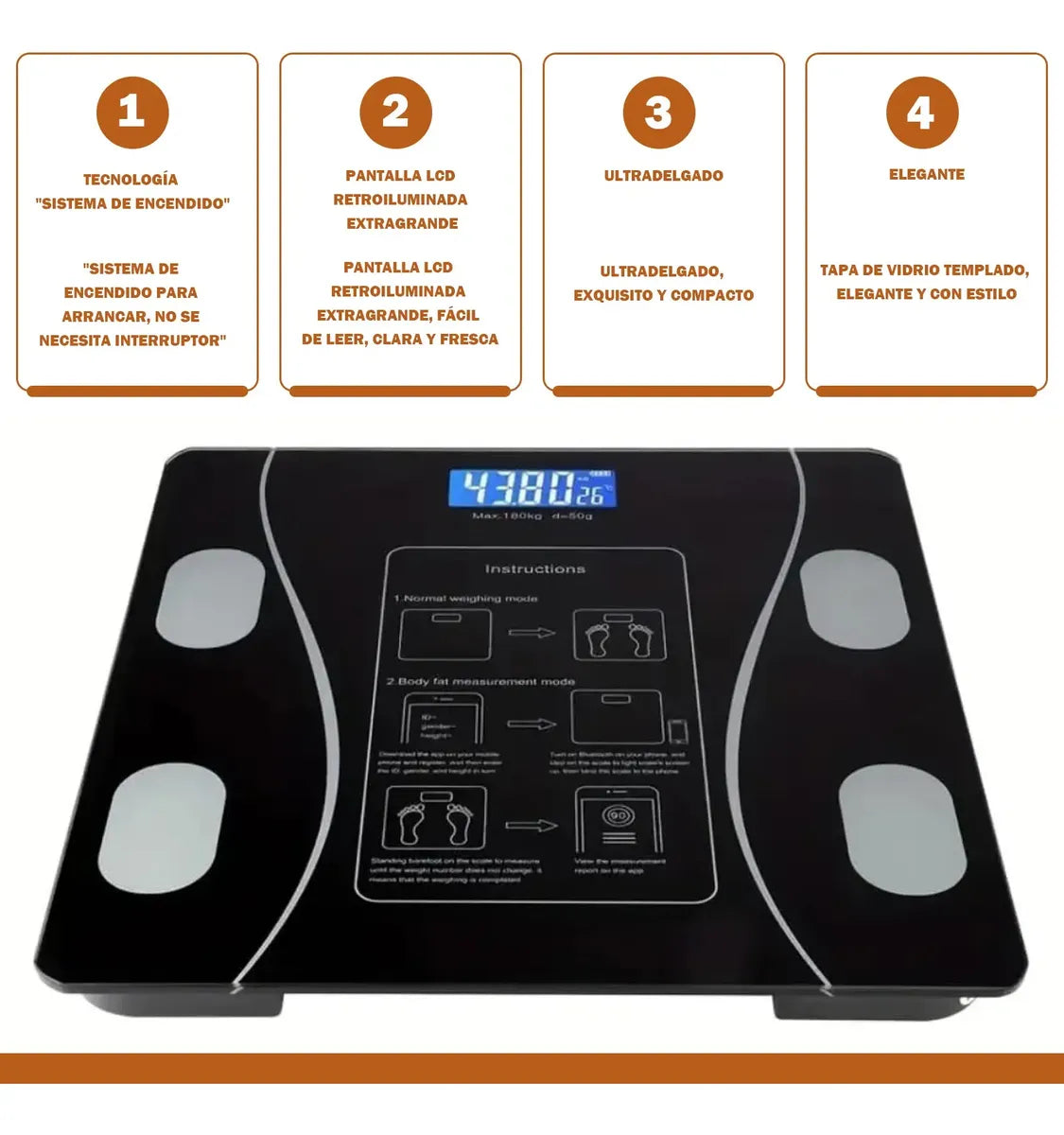 BALANZA PASE DIGITAL INTELIGENTE APP BLUETOOTH BÁSCULA 180 KG A BATERÍA