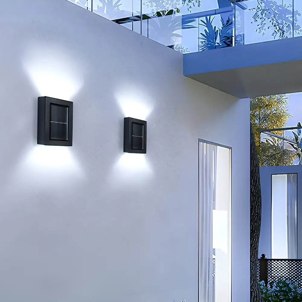 PACK 6 FOCOS APLIQUES SOLAR LED DE PARED EXTERIOR- LUZ FRÍA - NEGRO