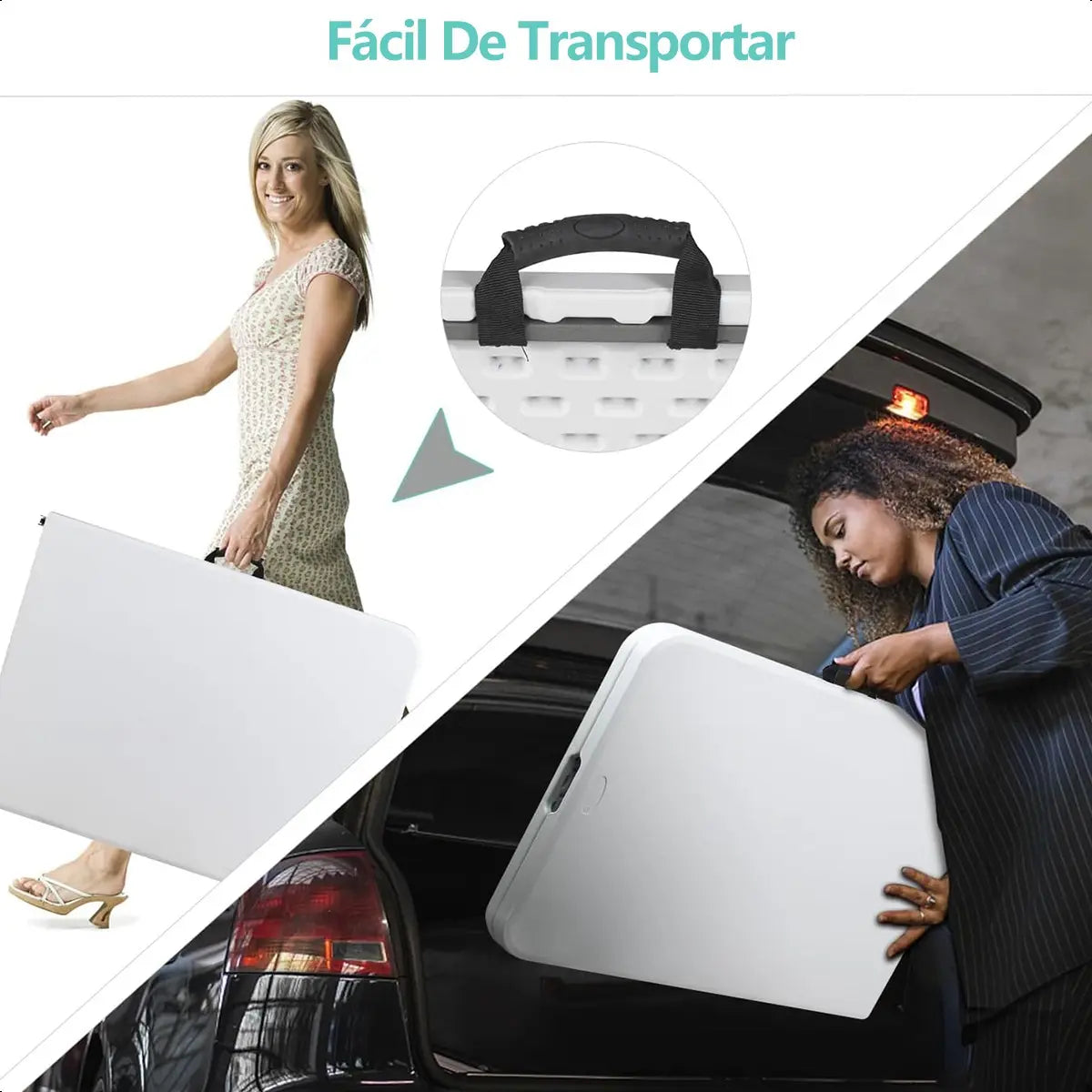 MESA PLEGABLE BLANCA PORTÁTIL CAMPING 180X74 CM SIN SILLAS