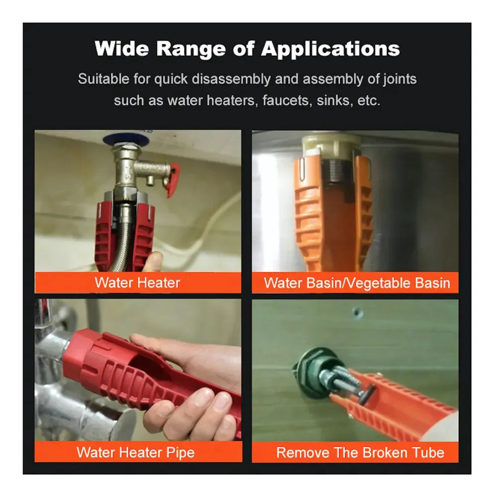 LLAVE AJUSTABLE GASFITERÍA MULTIUSO FLEXIBLE DESAGUE COCINA ROJA