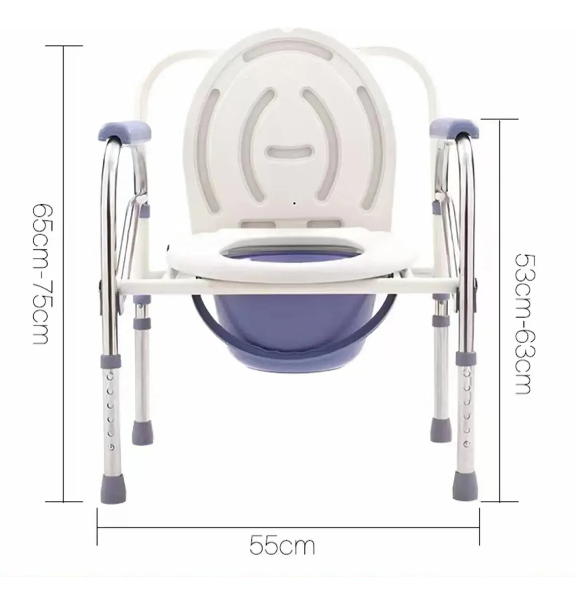 SILLA SANITARIA PLEGABLE AJUSTABLE ACERO INOXIDABLE ADULTO