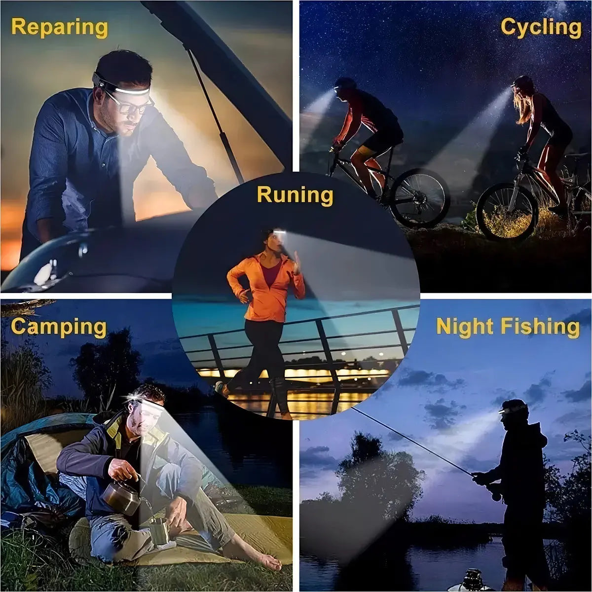 LINTERNA FRONTAL LED RECARGABLE MARINSHOP CON SENSOR PARA CAMPING