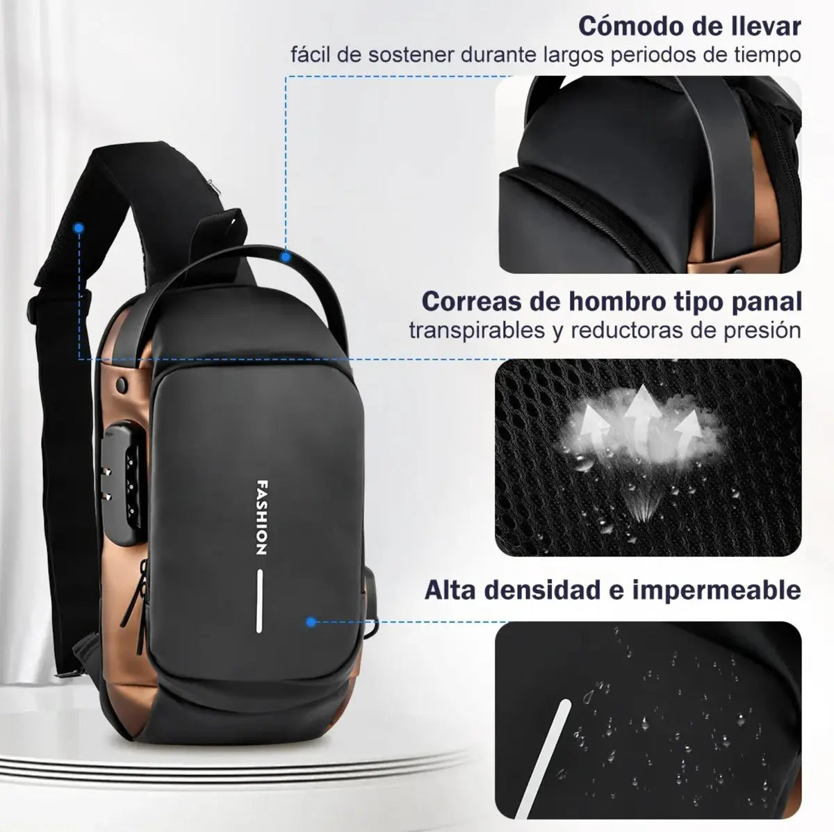 BOLSO BANANO CRUZADO ANTIRROBO IMPERMEABLE MULTIFUNCIONAL