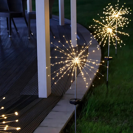 PACK X2 LUCES MICRO LED SOLAR JARDÍN FUEGO ARTIFICIAL - LUZ CÁLIDA 400 LED