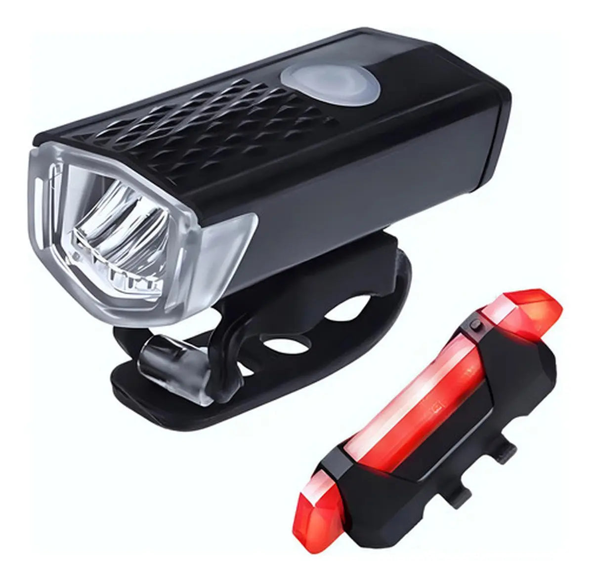 PACK 2 LUCES LED BICIBLETA USB TRASERA Y DELANTERA NORPLAT -NEGRO