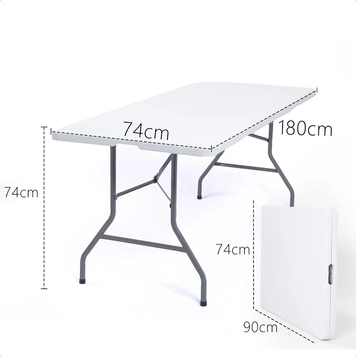 MESA PLEGABLE BLANCA PORTÁTIL CAMPING 180X74 CM SIN SILLAS