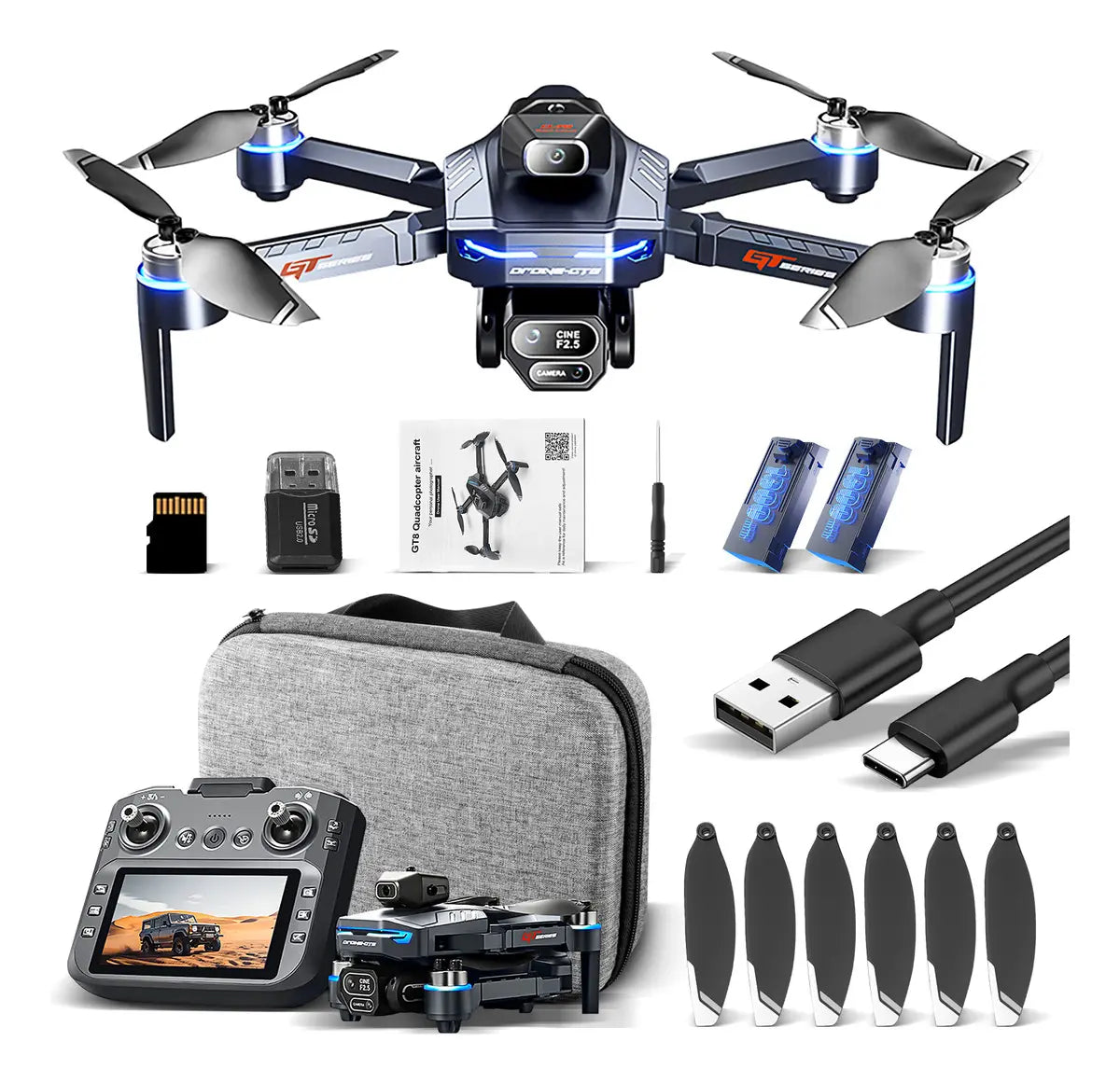DRONE SJRC GT8 PROFESIONAL 8K HD GPS + CÁMARA DUAL + 2 BATERÍAS