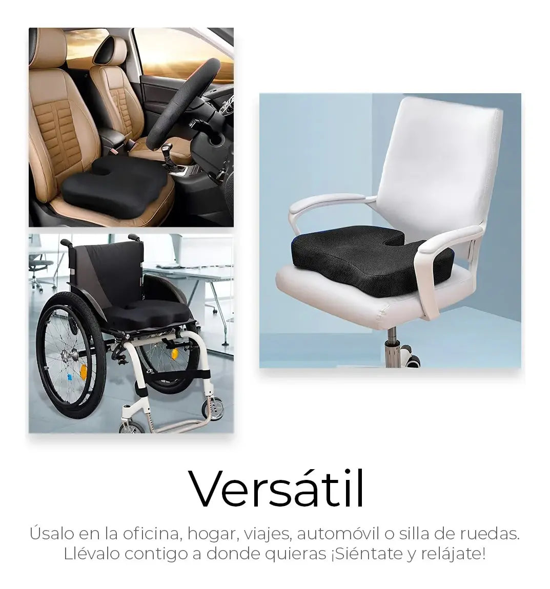 COJÍN ORTOPÉDICO DE ASIENTO LUMBAR ANTIDESLIZANTE PARA OFICINA