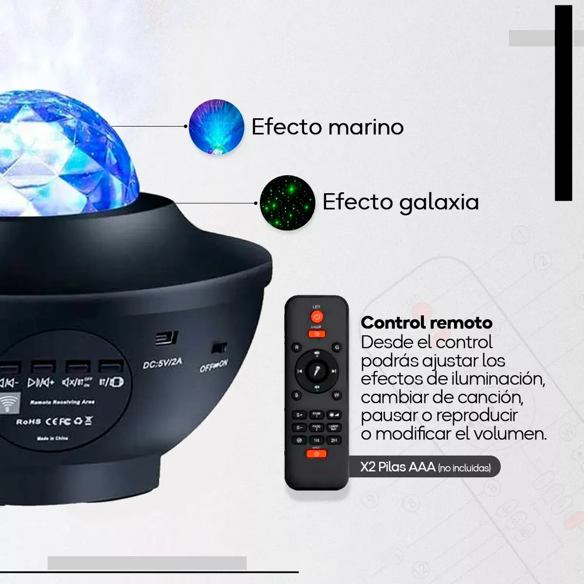 PROYECTOR GALAXIA ESTRELLAS LED CON PARLANTE BLUETOOTH
