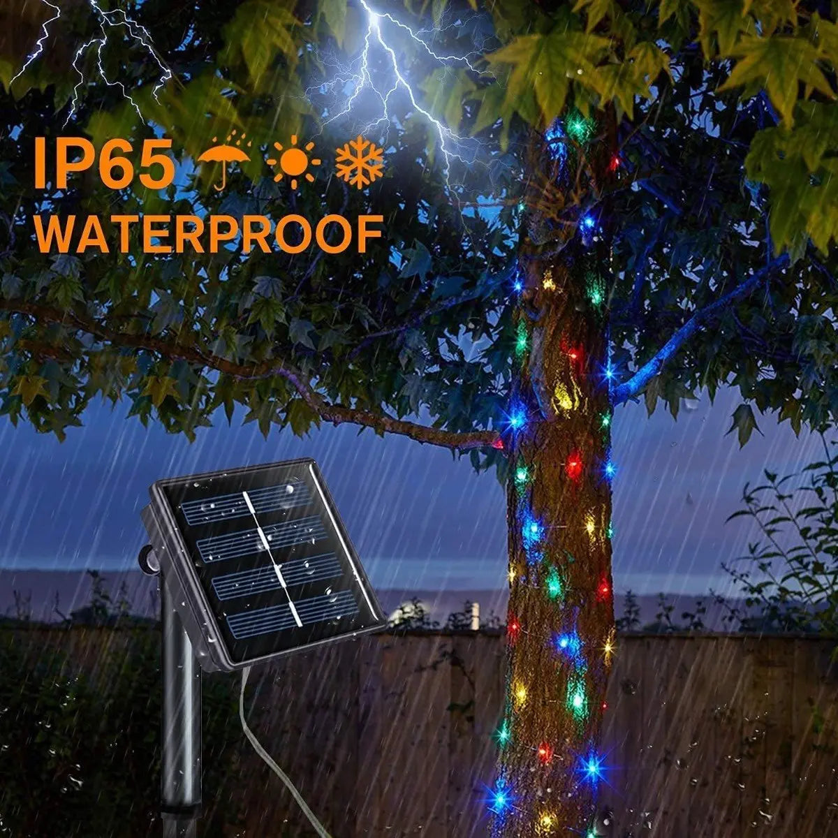LUCES SOLARES DE ALAMBRE HADA LED 30 METROS MULTICOLOR PARA EXTERIOR