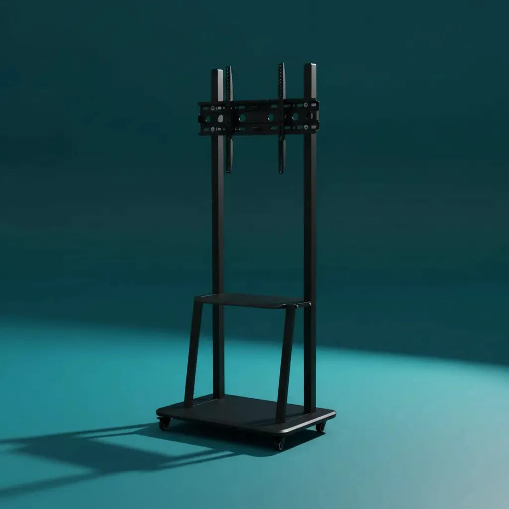 SOPORTE TV RACK MÓVIL CON RUEDAS 32" A 55" BASE PEDESTAL NEGRO