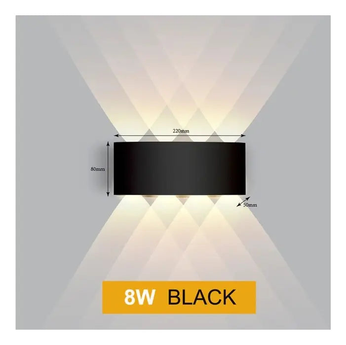 APLIQUE LED EXTERIOR DE PARED 8W LUZ CÁLIDA 3500K -NEGRA