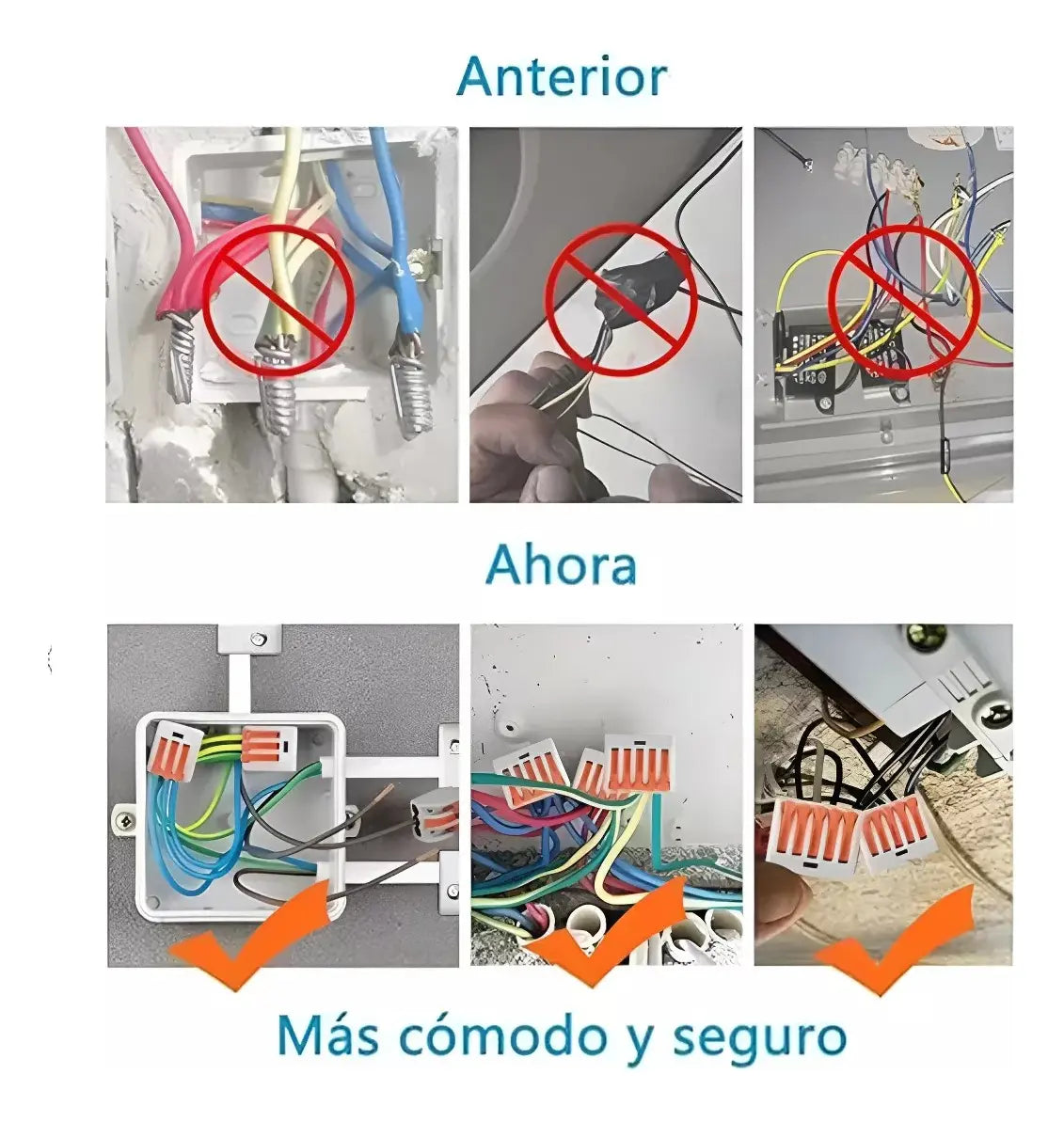 SET 100 CONECTORES ELÉCTRICOS RÁPIDOS TIPO WAGO 3 ENTRADAS
