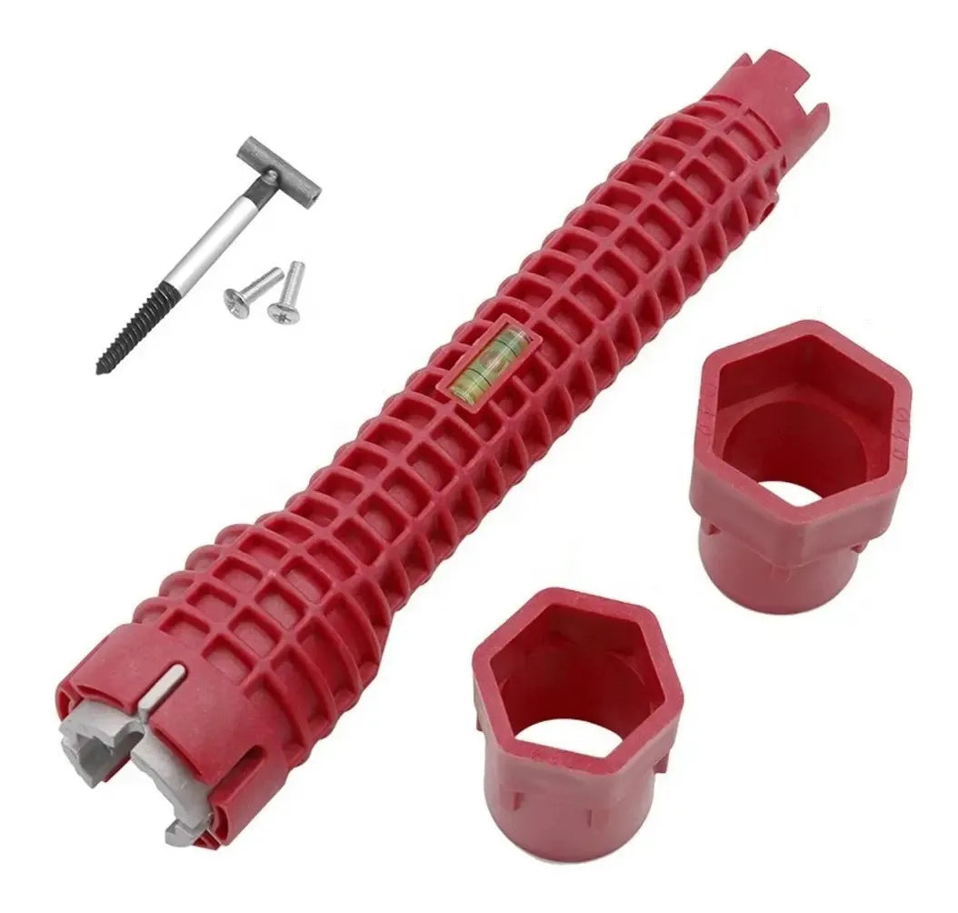 LLAVE AJUSTABLE GASFITERÍA MULTIUSO FLEXIBLE DESAGUE COCINA ROJA