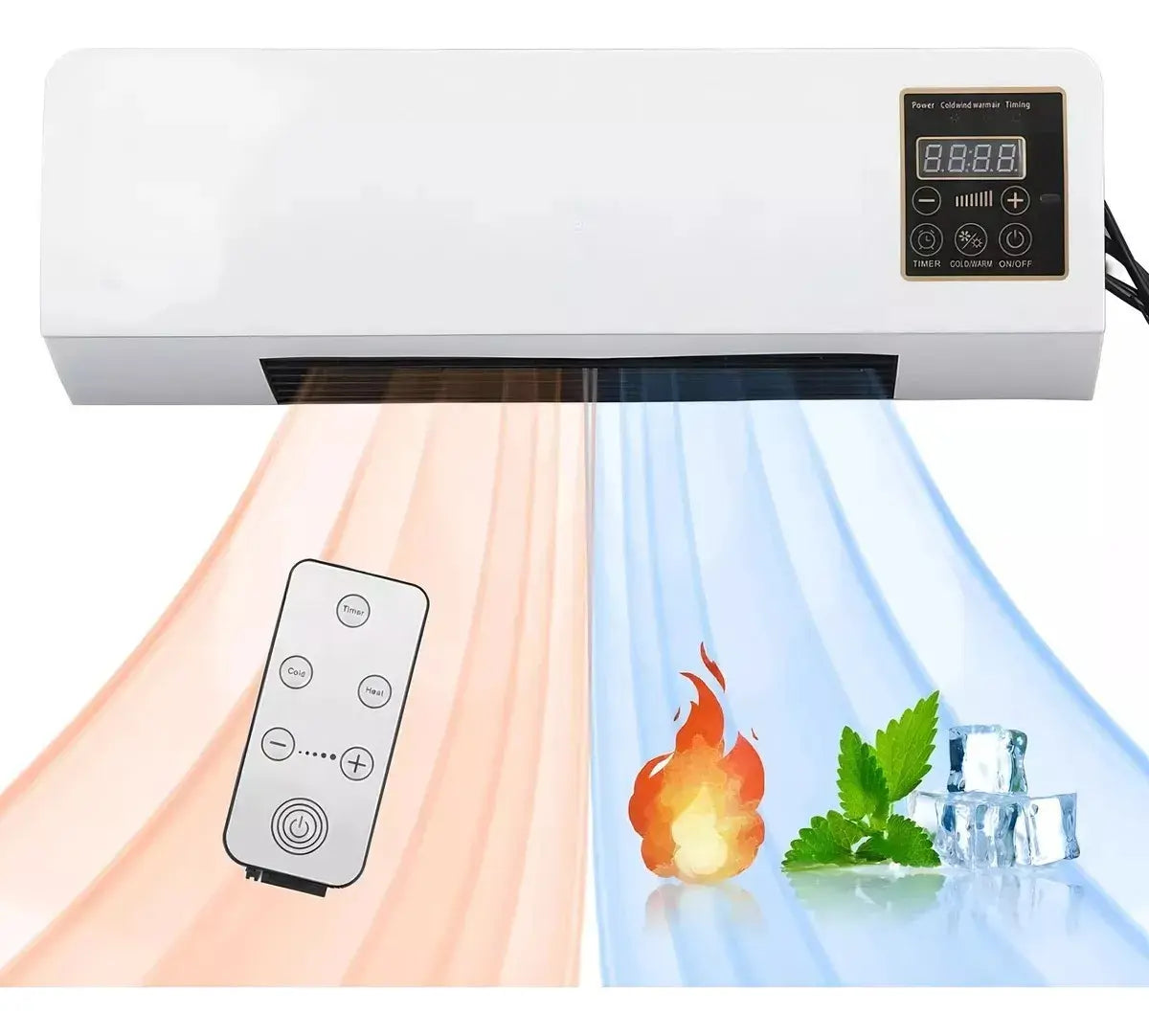 CALEFACTOR ELÉCTRICO AIRE ACONDICIONADO FRÍO Y CALOR PARA PARED -BLANCO