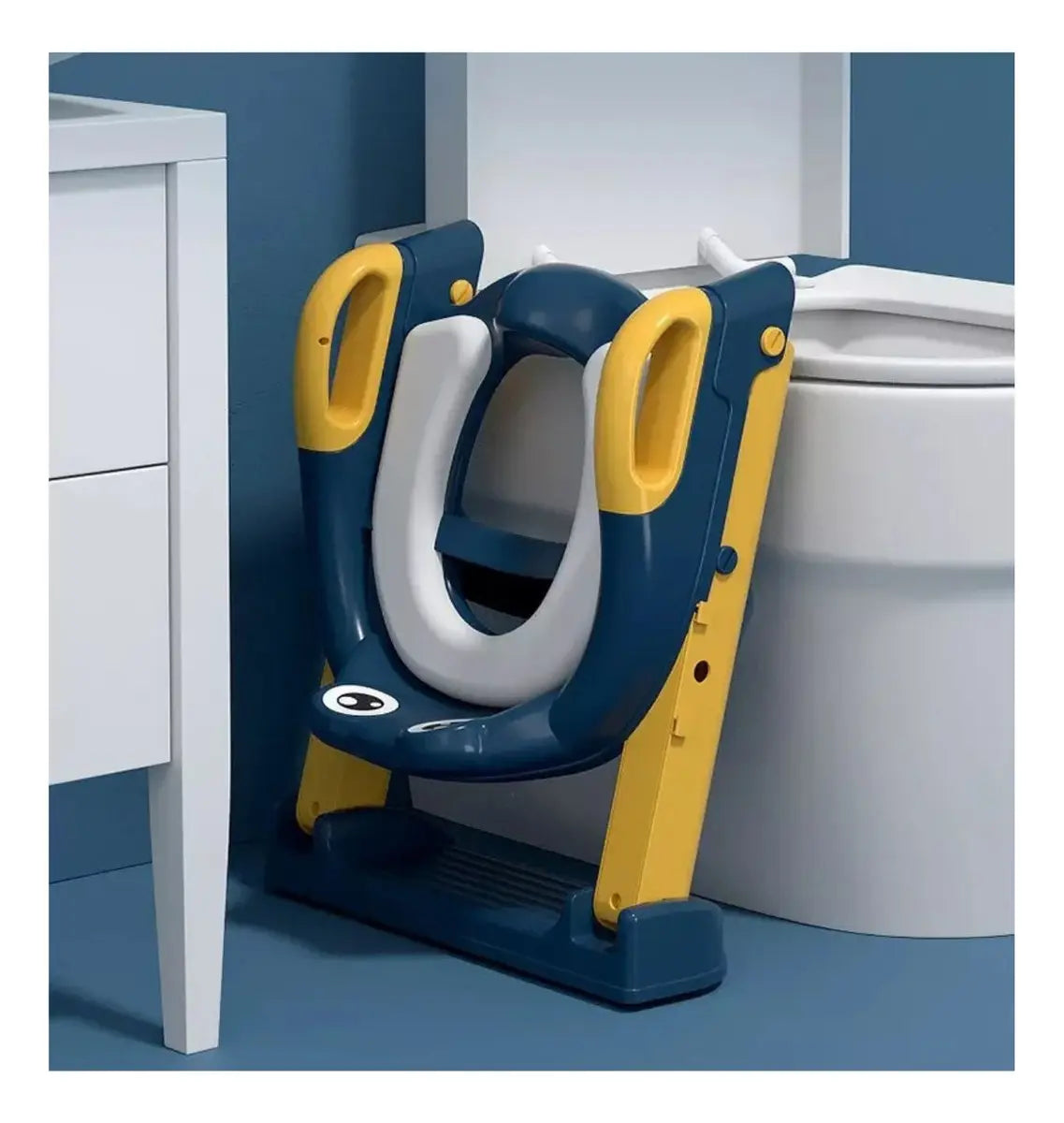 ASIENTO ADAPTADOR WC INFANTIL CON ESCALERA PLEGABLE ANTIDESLIZANTE ACOLCHADO AZUL