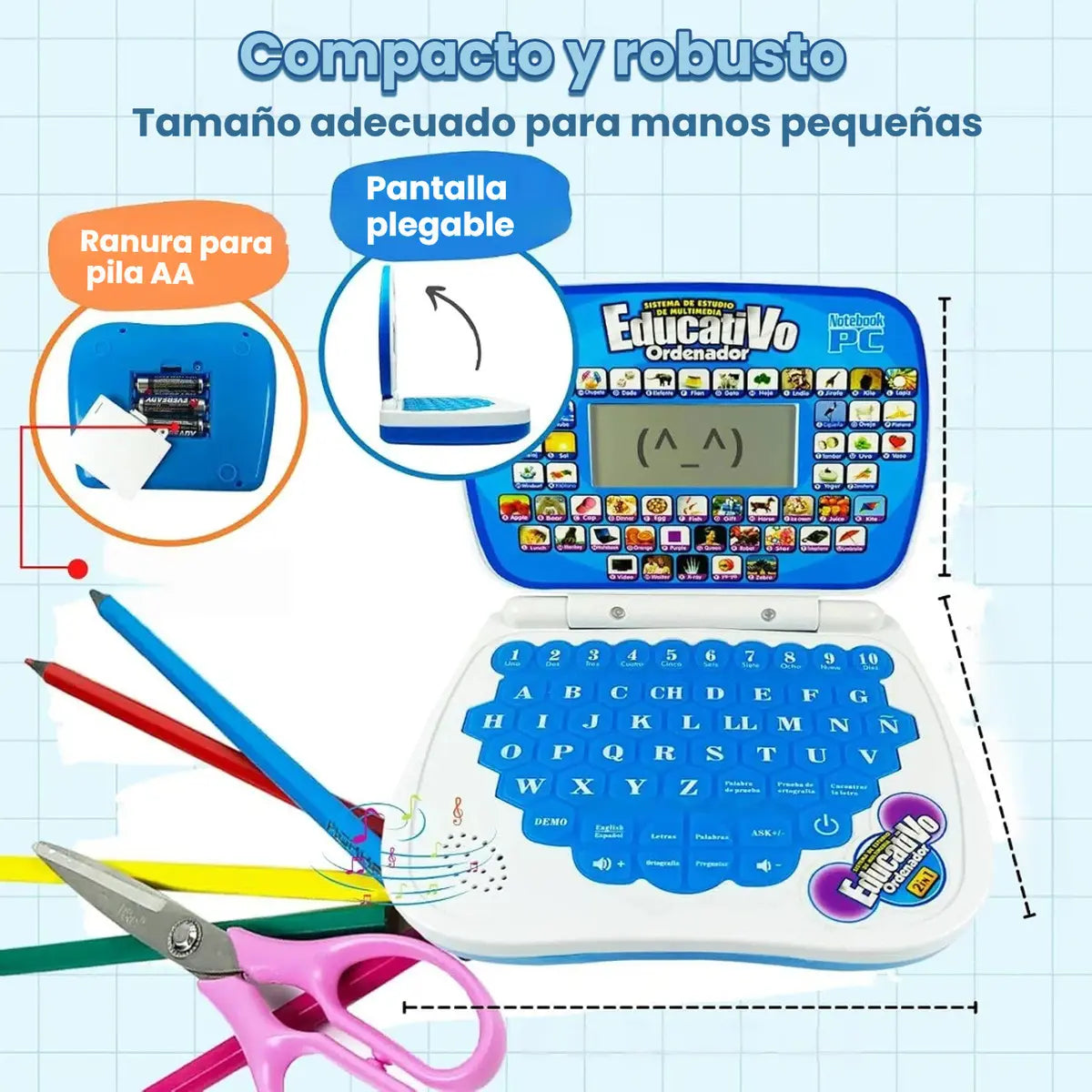 LAPTOP DE JUGUETE DIDÁCTICA EDUCATIVA CON PANTALLA- AZUL