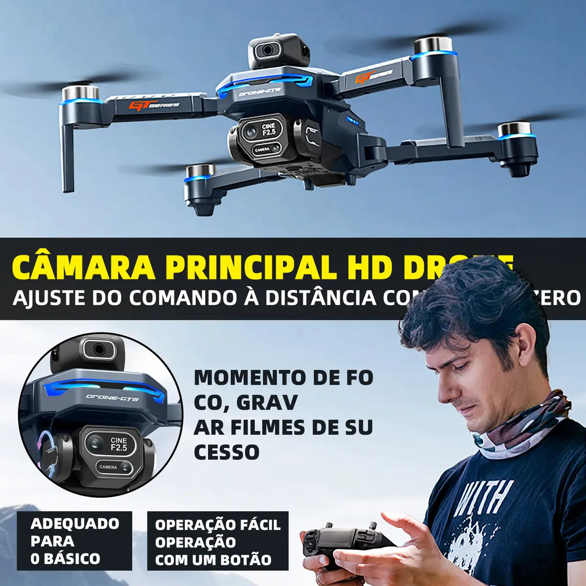 DRONE SJRC GT8 PROFESIONAL 8K HD GPS + CÁMARA DUAL + 2 BATERÍAS
