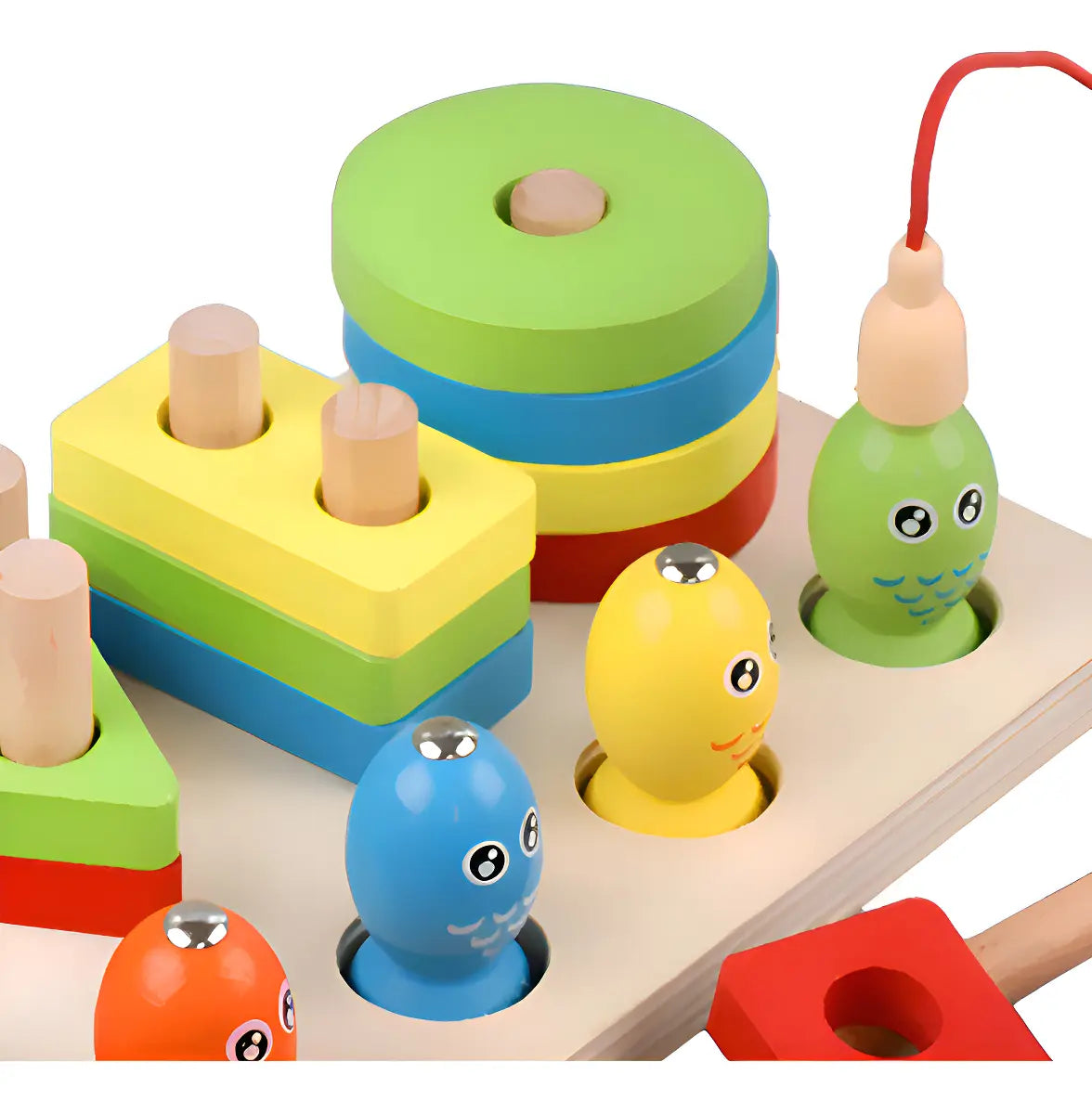 TABLERO JUGUETE DIDÁCTICO MONTESSORI DE MADERA -ANIMALES Y PESCA MAGNÉTICA