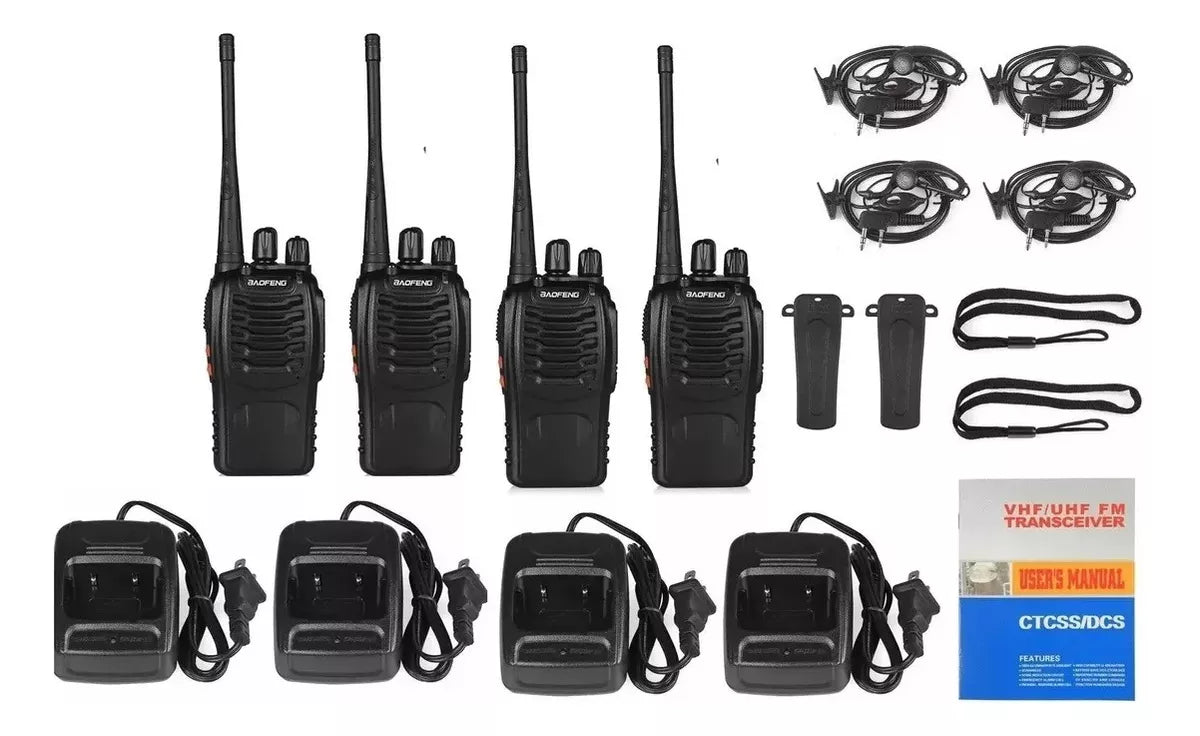 PACK 4 WALKIE TALKIES BAOFENG BF-888S - COMUNICACIÓN SEGURA Y EFECINETE