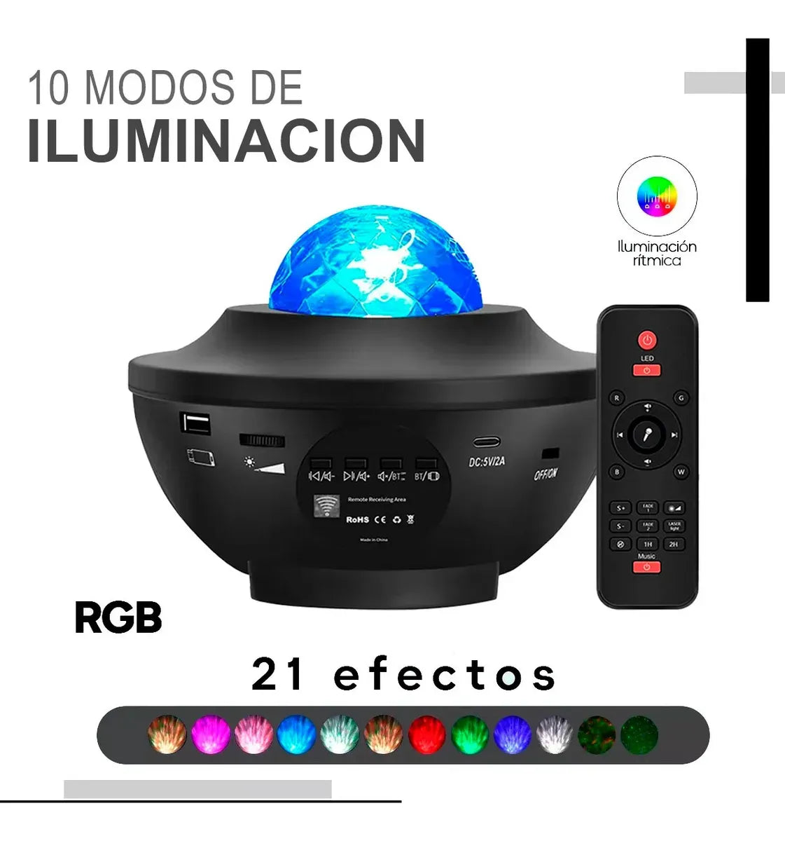 PROYECTOR GALAXIA ESTRELLAS LED CON PARLANTE BLUETOOTH