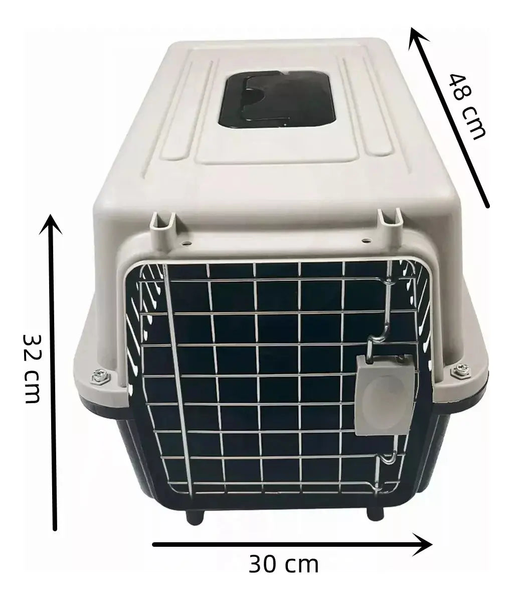 JAULA TRANSPORTADORA PARA MASCOTAS PEQUEÑAS (PERROS/GATOS) 48X30X32CM
