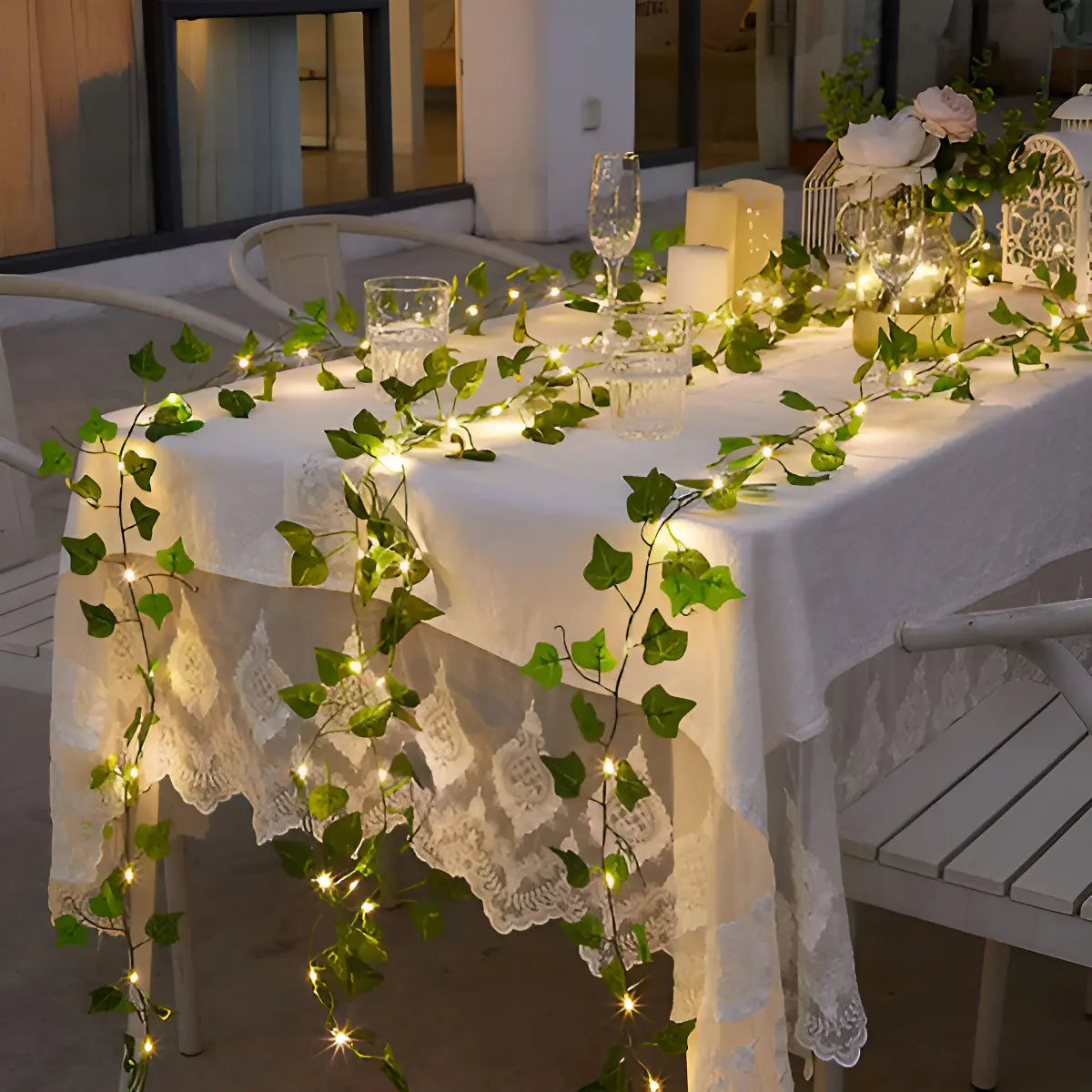 ✨🌿CORTINA SOLAR 10M HOJAS DECORATIVAS LUZ CÁLIDA🌞💡
